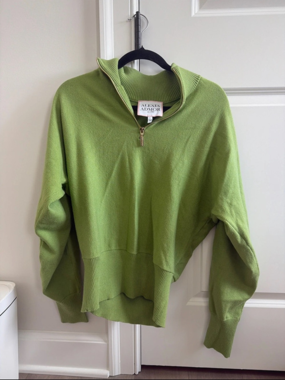 Alexia Admor Bright Lime Half-Zip Turtleneck Sweater